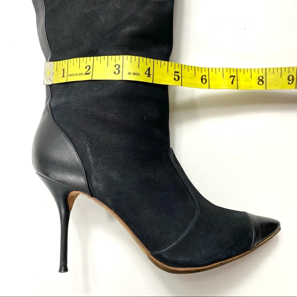 Sophia Webster Hallie Nubuck Leather Over the Knee Heel Boot in Black - Picture 15 of 16